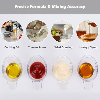 4 Pack Small Measuring Cups, 2oz/60ml Mini Measuring Cup with tsp/Tbsp/oz/ml Markings, Clear Easy-Read Scale for Kitchen, Resin, DIY, Beauty Mixing (4)