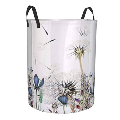 Botanical Dandelions And Lavender Round Waterproof Oxford Cloth Laundry Basket Multi-Purpose Storage Basket Toys Books Clothes Storage Basket - color: Black 1