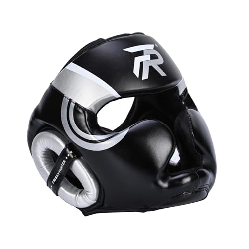 Boxing Headgear Forehead and Ear Protection Thickened Gear Full Face Protection for Training Muay Thai Men Women - color: Argent L