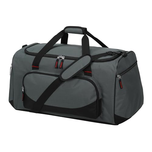 55L Large Sports Duffle Gym Bag for Men, 22 inch, Gray | Heavy Duty, Gym Duffel Bag, Multi Pockets, Spacious - color: Grey