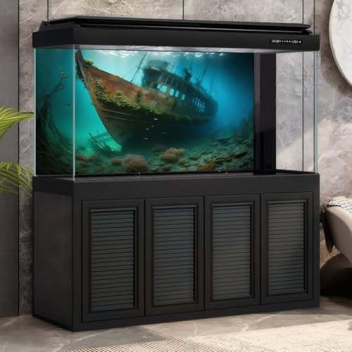Underwater Shipwreck Aquarium Background Ocean Bottom Abandoned Ship Wreck Fish Tank Background Undersea Rusty Sunken Ship Terrarium Backgrounds Sunken Pirate Ship Reptile Tank Backgrounds 24x16in - color: Blue_Green, size: 24(W)x16(H)in