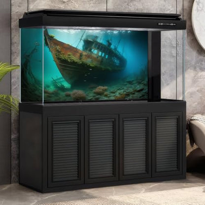 Underwater Shipwreck Aquarium Background Ocean Bottom Abandoned Ship Wreck Fish Tank Background Undersea Rusty Sunken Ship Terrarium Backgrounds Sunken Pirate Ship Reptile Tank Backgrounds 24x16in - color: Blue_Green, size: 24(W)x16(H)in