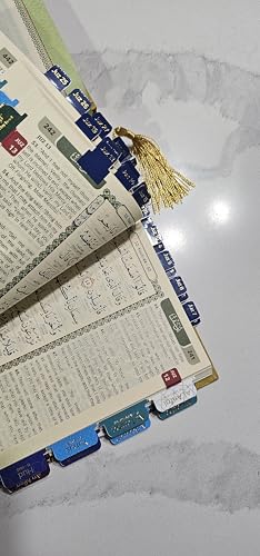 Al Bayan Quran Tabs - 114 Surah + 6 Blank +30 Juz Tabs - Premium Vinyl with Gold Foil Lettering - Laminated Quran Indexing System with Alignment Guide (Vibrant - English) - color: Vibrant - English