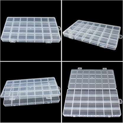 4Packs 28 Grids Bead Organizer Plastic Organizer Box with Fixed Dividers-Jewelry, Accessories, and Small Parts Container Clear Box for Jewerly Beads, Sewing, Drawing - size: 4pcs 28 Grids