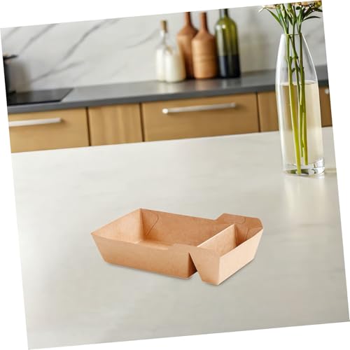 Healifty 50 Pcs Paper Food Serving Tray with Dip Pocket Paper Food Boats Fast Food Holder French Fries Box Party Snack Boat for Tacos Nachos Crawfish