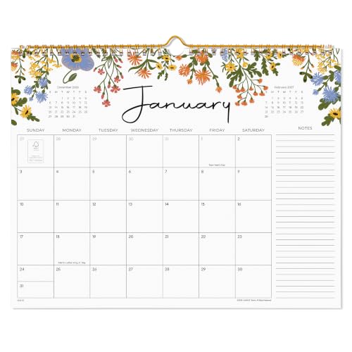 2027 Calendar, Cabbrix Wall Calendar 2026, 18 Months Calendar Runs From January 2027 - June 2028, 15" x 12", Twin-Wire Binding, Hanging Hook, Floral Design
