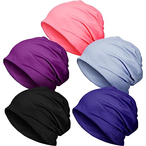 SATINIOR 5 Pack Chemo Hats for Women - color: Purple, style: Solid Style