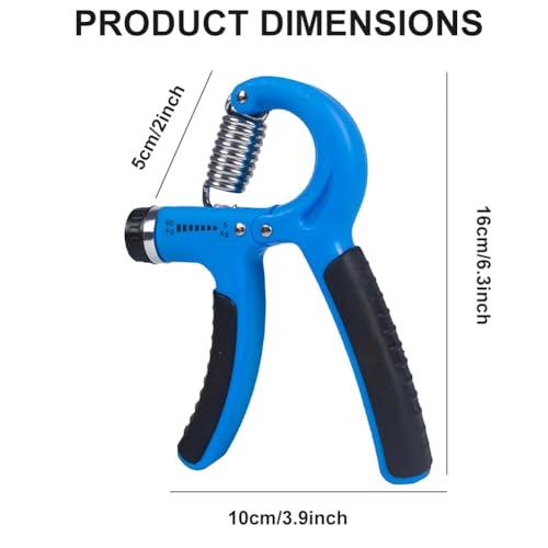 Adjustable Grip Strength Trainer, Blue Hand Gripper for Muscle Building, Ergonomic Hand Exerciser for Rock Climbers