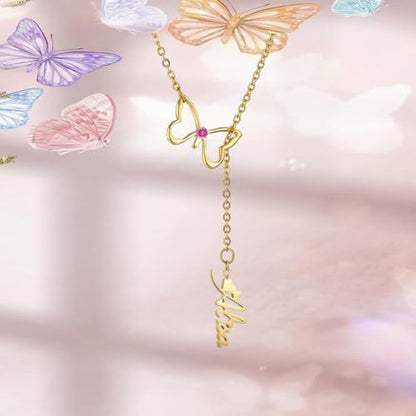10K/14K/18K Solid Gold Name Plate Necklace,Real Gold Customized Name Necklace with Birthstone for Women,Personalized 1-4 Nameplates Necklaces Birthday for Her Girls - color: Style 1