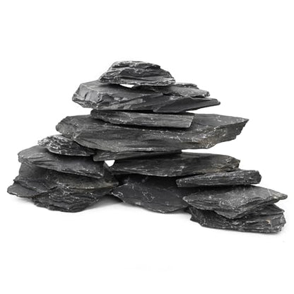 Unocho Aquarium Rocks 5lb Natural Slate Stone for Aquascaping Reptile Basking Platforms Terrariums Vivariums Paludariums Bonsai Miniature Fairy Gardens(2-4 inches) - size: 5LB(2-4 inches)