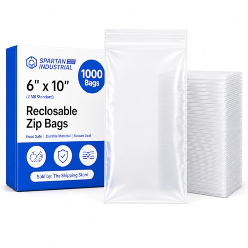 6” X 10” (1000 Count) 2 Mil Clear Reclosable Zip Plastic Poly Bags | with Resealable Lock Seal Zipper - Spartan Industrial - size: 6” X 10”