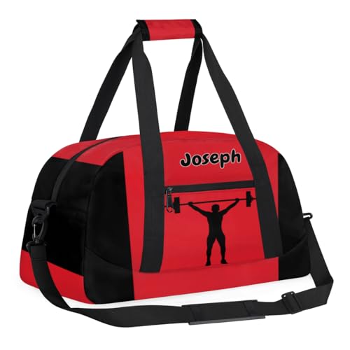Personalized Sports Duffel Bag with Name, Weightlifting Silhouette | Personalized Named Practice Travel Overnight Training Bag - color: Color 10