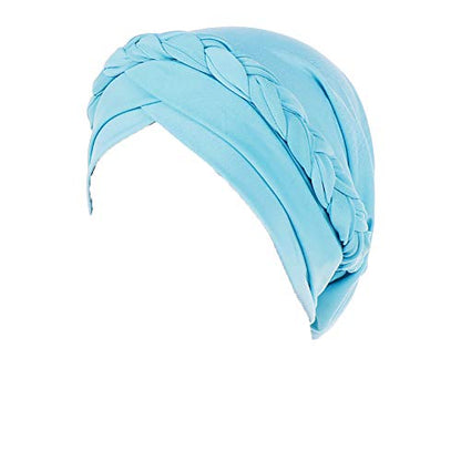 Cancer Chemo Beanies Bandana Headwrap Cap Satin Bonnet Head Scarf Hijab Braid Silky Turban Hats for Women - color: Lake Blue