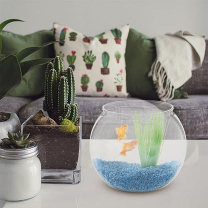 DECHOUS Round Fish Bowl with Stand, 2 Gallon Fish Tank Decor Tabletop Small Fish Bowl Hydroponic Vase Planter Aquarium Desktop Fish Tank for Betta Fish/Goldfish, Plastic Material