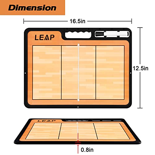 LEAP Coach Board Premium Tactical Clipboard Two Sides with Full & Half Court Dry Erase Marker Board for Basketball, Baseball, Soccer, Football, Hockey - color: Volleyball