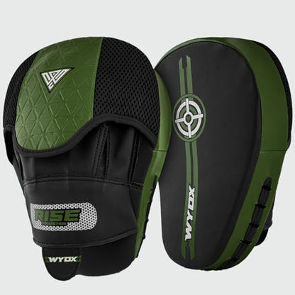WYOX MMA Gloves & Boxing Focus Mitts Set – Hybrid Open Palm Grappling Gloves with Wrist Support + Curved Punching Pads with Gel Shock for Muay Thai, Kickboxing, Karate Training (Men & Women)