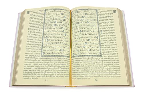 ihvan online Prayer Gift Set for Hajj and Umrah, Muslim Prayer Rug, Prayer Mat, Beads Taasbih, Holy Quran Translated French, Muslim Praying Mat, Islamic Gift Set for Ramadan & Eid, Pink - color: French Pink