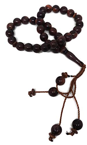 Muslim 10mm. Tasbih 33 Beads AMN-239 Islam Prayer Rosary with Allah Muhammad Arabic Names Engraved on Islamic Religious Eid Ramadan Gift (Mahogany_Circle) - color: Mahogany_Circle