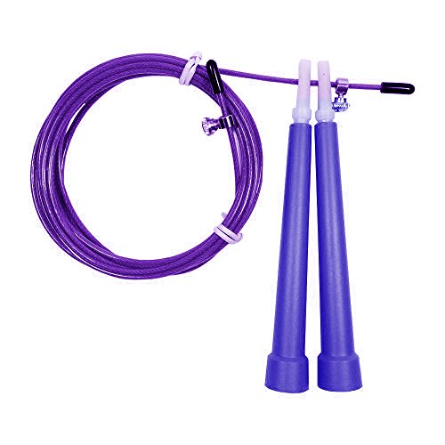 10 FT Adjustable Speed Jump Rope for Crossfit Boxing MMA Double Unders WOD Skipping Workout Fitness Cardio Endurance Training Martial Arts - Adjustable for Men, Women, Children - color: Purple