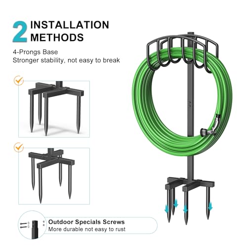 Garden Hose Holder, Detachable Metal Water Hose Holder Stand, Heavy Duty Freestanding Garden Hose Reel Rack and Hose Storage Organizer for Outside Yard - color: Black-Simple