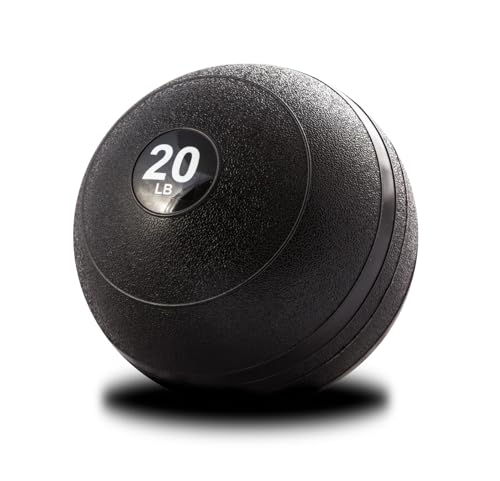 York Barbell 20LB Rubber Slam-Ball – Dead Weight with Textured Surface – Minimal Bounce Absorbs Impact – Pilates Yoga Strength Training Physical Therapy Cardio Exercises for Full Body Workout - Black