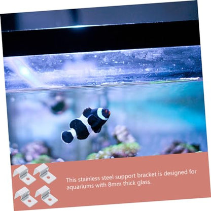 Happyyami 4pcs Stainless Steel Fish Tank Cover Support Rack Heavy Duty Bracket for Aquarium Lids for Glass Tanks and Turtle Habitats Stable and Elegant Design