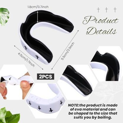 Yaomiao 2 Pcs Mouth Guards Christian Teeth Guards Sport Game Guard & Case Religious MouthGuard Soccer Football Basketball Baseball Wrestling Lacrosse Rugby Boxing Taekwondo - size: Adult, style: White & Cross