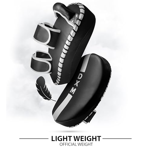 DXM SPORTS Muay Thai Pads Kickboxing Equipment Martial Arts Training Kick Pads for MMA, Taekwondo, Karate – Ideal for Kicks, Knees and Punches in Martial Arts Training (ONE PAD ONLY) - color: Black & White