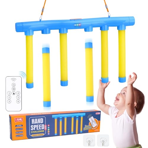 OCES Reflex Stick Game, Reflex Sticks Reaction Training Hand Speed Challenge Game, Upgrade Hand Eye Coordination Training Catching Toy Remote Control 3 Adjustable Speed (Standard) - color: Standard Blue