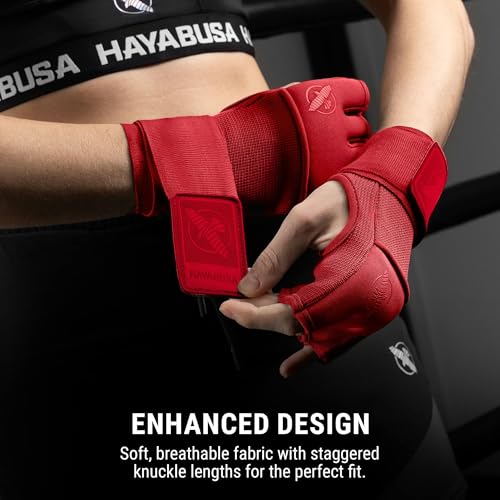 Hayabusa Deluxe Quick Wraps for Men and Women - Boxing & Martial Arts Hand Wraps - color: Red, size: Medium