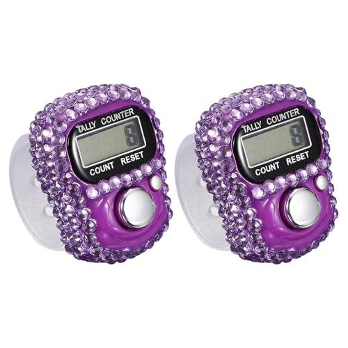 Electronic Finger Tally Counter, Resettable Mini Lap Finger Counter-Fitting for (Golf/Cargo Counting/Lap Counting/Attendance) - color: Purple