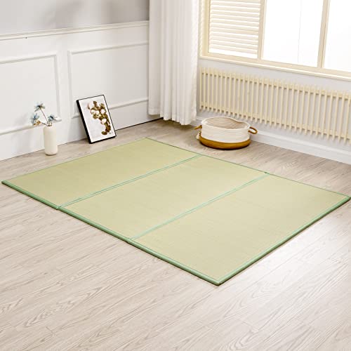 Natural Igusa Rush Grass Floor Tatami Mat,Queen 80" x 60" x 0.5" | Japanese Portable Folding Firm Traditional Bed Mattress, Foldable Pad Futon,for Sleeping,Sitting,Yoga,Relaxing,Zen - size: Queen