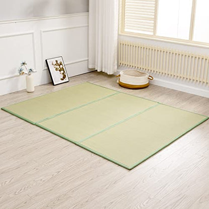 Natural Igusa Rush Grass Floor Tatami Mat,Queen 80" x 60" x 0.5" | Japanese Portable Folding Firm Traditional Bed Mattress, Foldable Pad Futon,for Sleeping,Sitting,Yoga,Relaxing,Zen - size: Queen