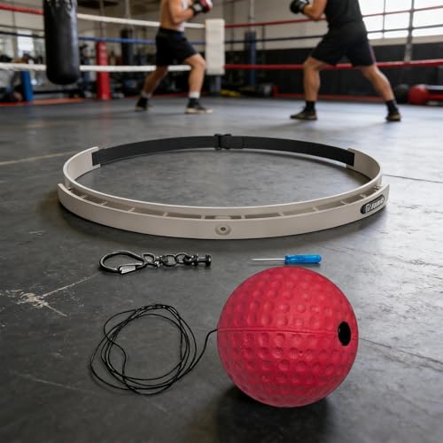 Boxing Ball with Headband - Wearable Punching Speed,Silicone Headband Boxing Trainer Ball,for Living Room Bedroom Dormitory Gym Men Women Beginners Teens - color: red hard ball