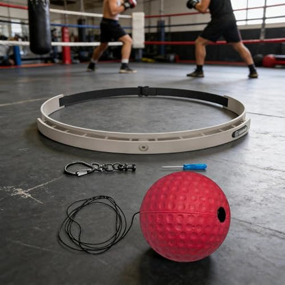 Boxing Ball with Headband - Wearable Punching Speed,Silicone Headband Boxing Trainer Ball,for Living Room Bedroom Dormitory Gym Men Women Beginners Teens - color: red hard ball