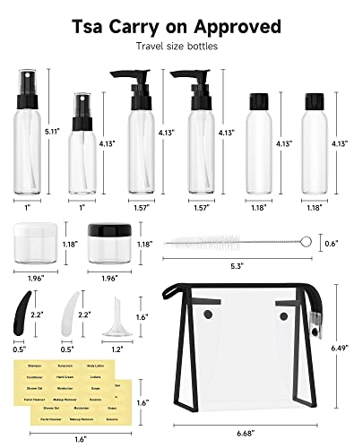 Morfone Travel Bottles Kits -TSA Approved Travelling Size Containers for Toiletries Leak Proof Refillable Liquid Travel Essentials with Toiletry Bag for Cosmetic Shampoo Conditioner Lotion