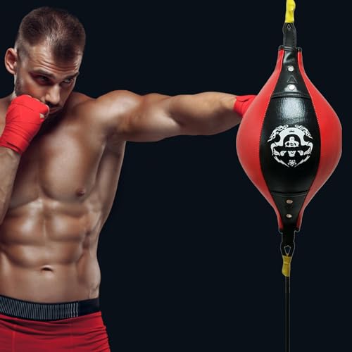 Speed Bag Stable Speed Reactive Full Body Boxing | Speed Training Boxing Ball for Home Gym, Indoor Fitness, Punching Bag Workout, Men Women Stress Relief, Cardio - color: Black red