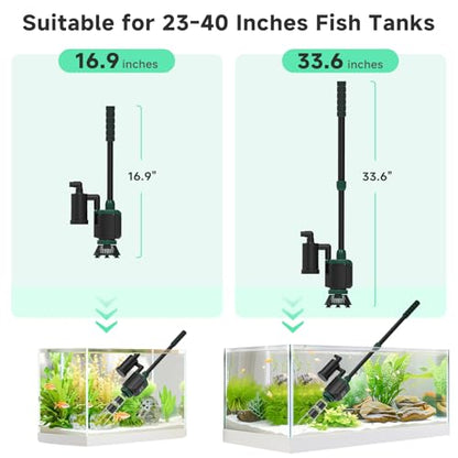 AQQA 6-in-1 Aquarium Gravel Cleaner, 600GPH Adjustable Flow Aquarium Vacuum | Electric DC Fish Tank Cleaner, Extendable Length, Supports Changing Water, Washing Sand, Water Filtering and Circulation