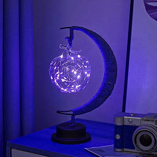 LED Decorative lamp Table lamp 3D Magic Moonlight Wrought Iron Night Light Christmas Home Decoration Birthday Gift USB Power Supply 5.5 * 5.1 * 11 inches （A Blue） - style: A Blue 1