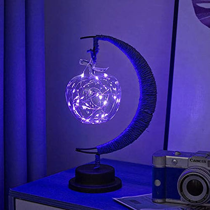 LED Decorative lamp Table lamp 3D Magic Moonlight Wrought Iron Night Light Christmas Home Decoration Birthday Gift USB Power Supply 5.5 * 5.1 * 11 inches （A Blue） - style: A Blue 1