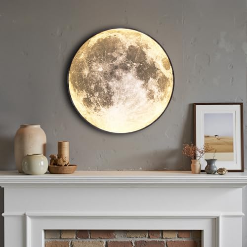 Dimmable Moon Wall Light 12 inch Wall Lights with Remote Control Plug-in Modern LED Light, 15W Black Wall Lamp Indoor Wall Mounted Ceiling Light Fixture for Bedroom Living Room Corridor - size: 12 Inch