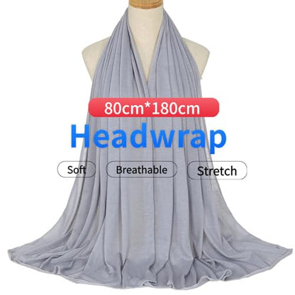 Harewom Head Wraps for Black Women Stretch Head Scarf Long African Hair Wraps Turban Headwraps Jersey Headbands - color: 1pcs -Light Gray