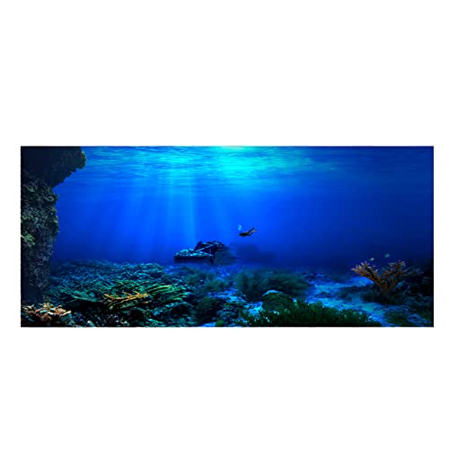 FILFEEL Aquarium Background Fish Decorations Pictures 3D Effect PVC Adhesive Poster Underwater World Backdrop Decoration Paper Cling Decals Sticker (122 x 50cm)
