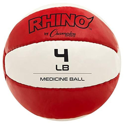 Champion Sports Leather Medicine Balls – Durable Weighted Balls for Strength, Core & Conditioning Training - style: Red (4-5 lbs)