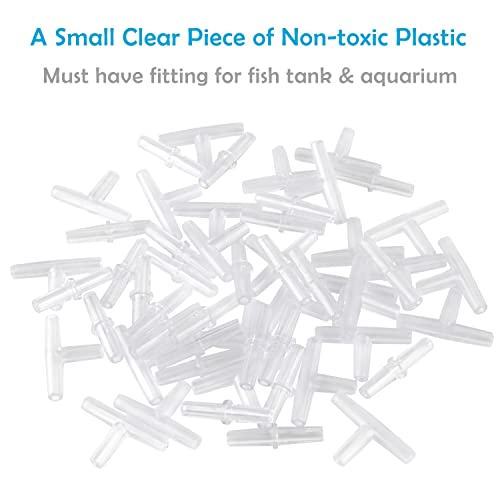 Pawfly 40-Piece Aquarium Air Valve Connector White Plastic Inline Tubing, 3-Way T & Straight Aquarium Airline Tubing Connector - color: 2 Kinds(40 Pack)