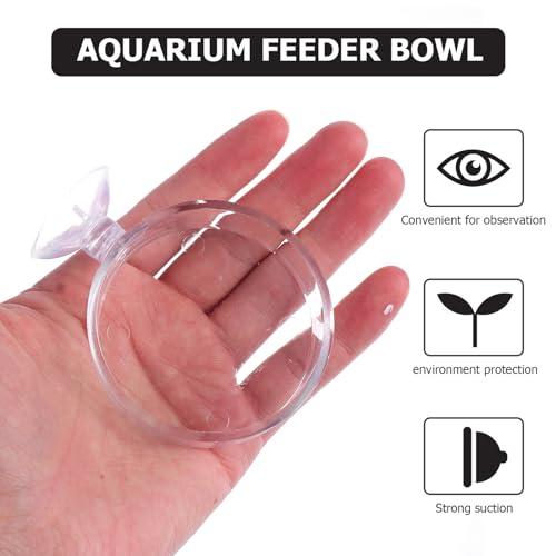 Mipcase 5pcs Acrylic Fish Feeding Cup with Suction Cup, 6.5cm Aquarium Feeder Bowl for Fish Tank and Shrimp Feeding, Aquatic Supplies for Aquarium Accessories