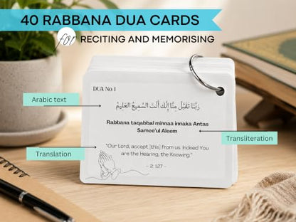 Forty (40) Rabbana Dua Flash Cards Rabbana Dua from the Quran in Arabic English Translation and Transliterations for Muslims