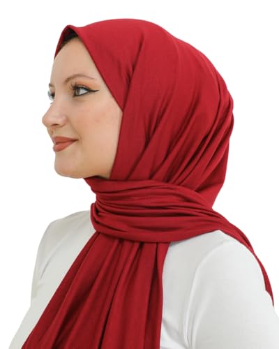 Prien Hijab for Women Viscose Scarf Lightweight Muslim Hijabs Long Shawl Islamic Scarves Turkey Silk Headscarf for Womens - color: Burgundy