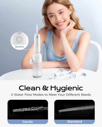ESSAGER Portable Bidet for Travel, Foldable & Rechargeable Handheld Sprayer–Waterproof with 2 Pressure Modes, 350ml Expandable Bottle for Women, Men, Baby, Postpartum & Personal Hygiene(White) - color: White