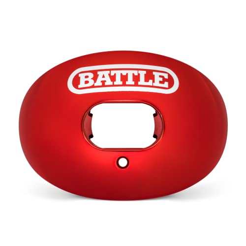 Battle Sports Chrome Oxygen Football Mouthguard | Maximum protection, Safe secure comfortable fit, Breathable built-in airflow channels, No boil required, Advanced composite - color: Red Chrome